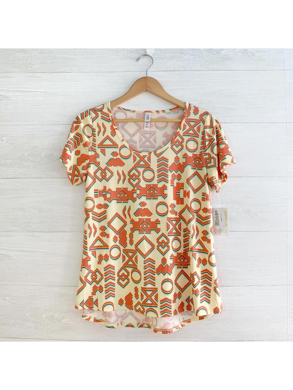 NWT Lularoe - Yellow orange geometric short sleeve CLASSIC T, shirt, S